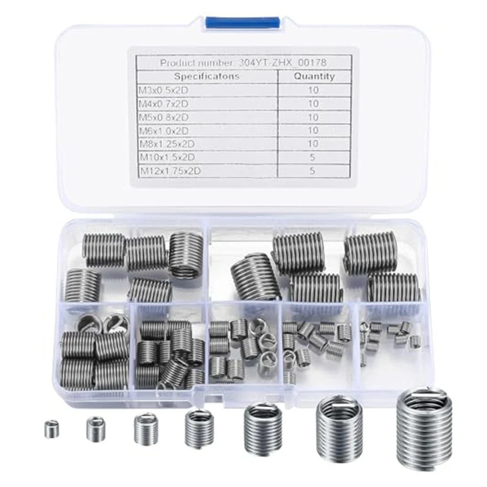 304 Stainless Steel Helicoil Threaded Inserts M3M5 M6 M8 M10 Thread Repair Kit Rivet Nut Kit Helicoil Threading Tools