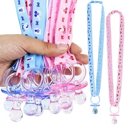 5pcs Clear Acrylic Nipple Baby Pacifiers Necklace Baby Shower Blue Pink Pacifier For Kids 1st Birthday Gender Reveal Party Decor