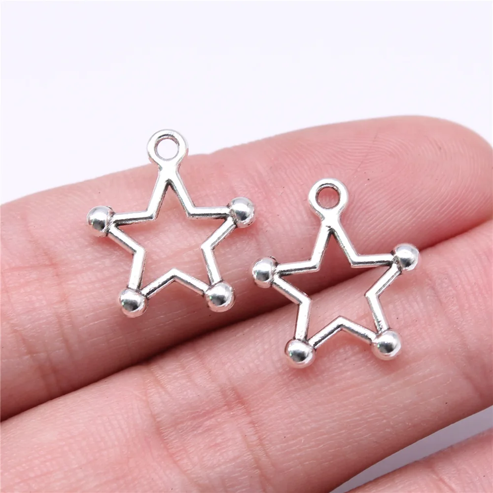 40pcs Charms Star Handmade Pendant Making Fit Vintage Tibetan Silver Color Antique Bronze Plated DIY For Bracelet Necklace