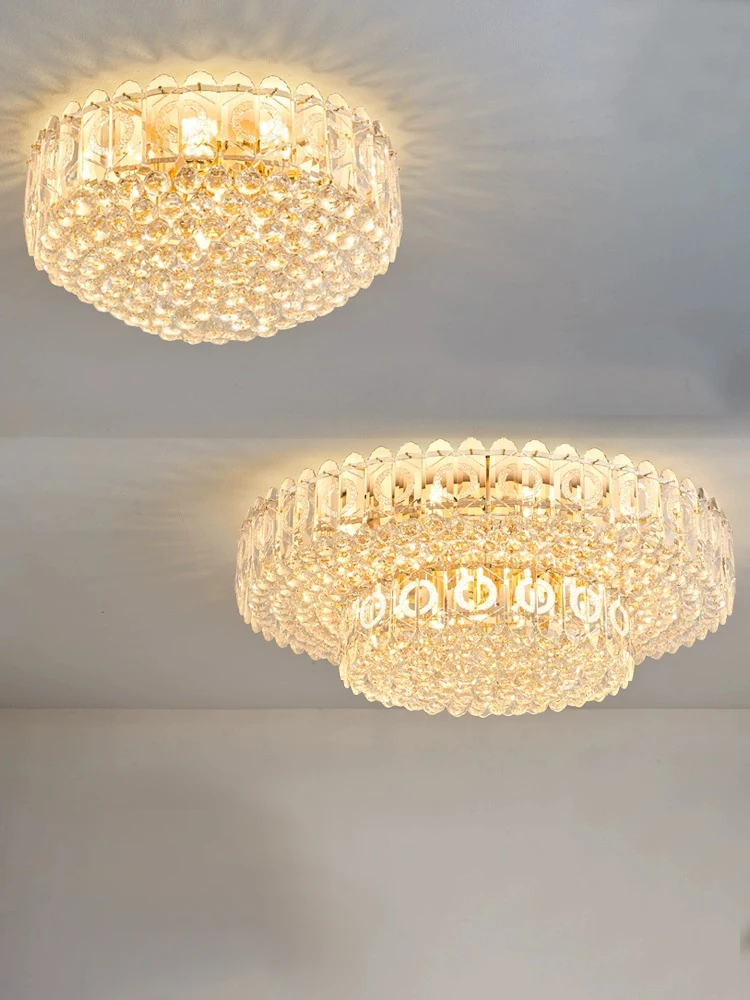 Fashion Round Gold Crystal Ceiling Chandelier Led Lustres Luxury Large Ceiling Lamps 2024 for Living Room Home Decor