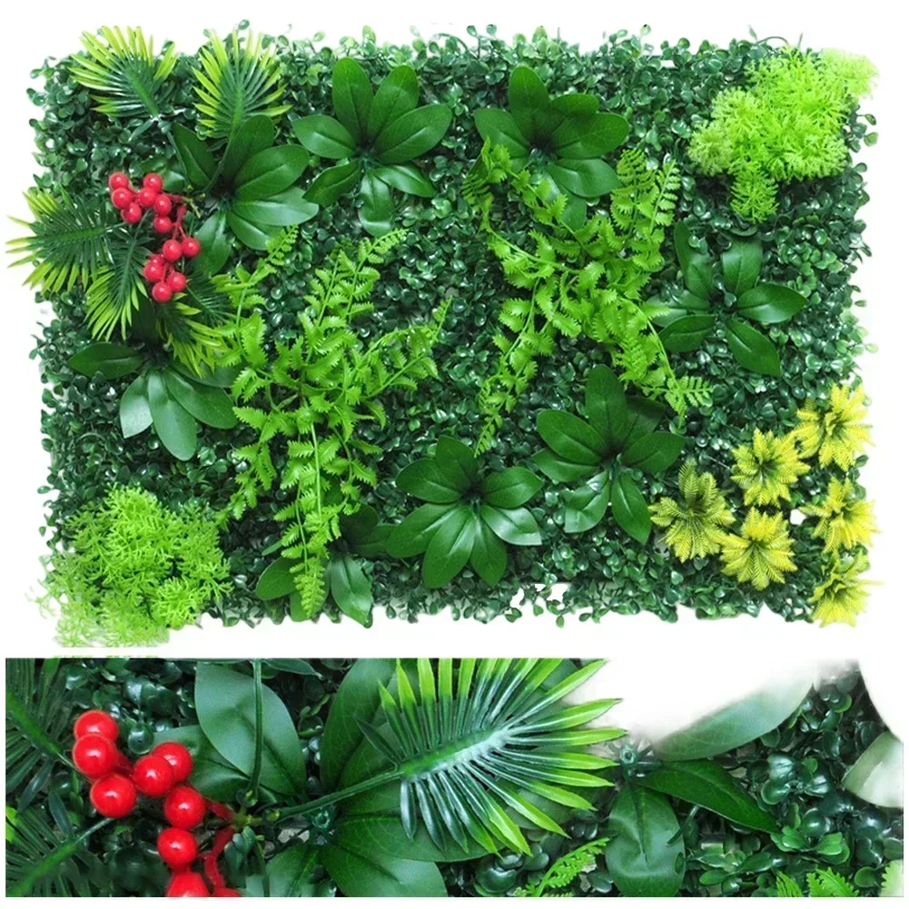 

Настенная панель из искусственных зеленых растений для внутреннего и наружного украшения, вертикальный садовый пластиковый материал, размер 40 на 60 см