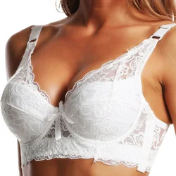 Plus Size Womens Lace Bra Sexy Underwear Light Padded Push Up Brassiere Floral Lingerie BH Tops A B C D Cup