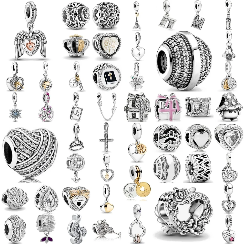 New 925 Silver,Shell,Musical Bead Cross Iron Tower Pendant Suitable For Original Bracelets, DIY Accessories,Exquisite Jewelry ﻿