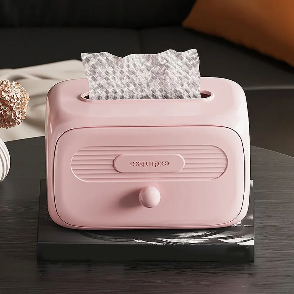 

Plastic Tissue Storage Boxes Desktop/Wall Mounted Large Capacity Paper Drawing Box Rectangle with Spring Napkin Extraction Box