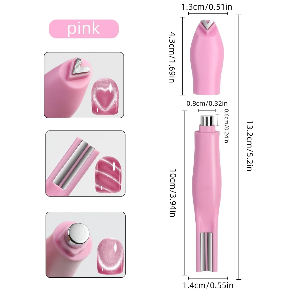 3-in-1 Multifunktionaler magnetischer Katzenaugen-Nagel-Magnetstab, 130 mm, superstarker Gel-Nagellack-Magnetstift, großer Zylinder, magnetisch