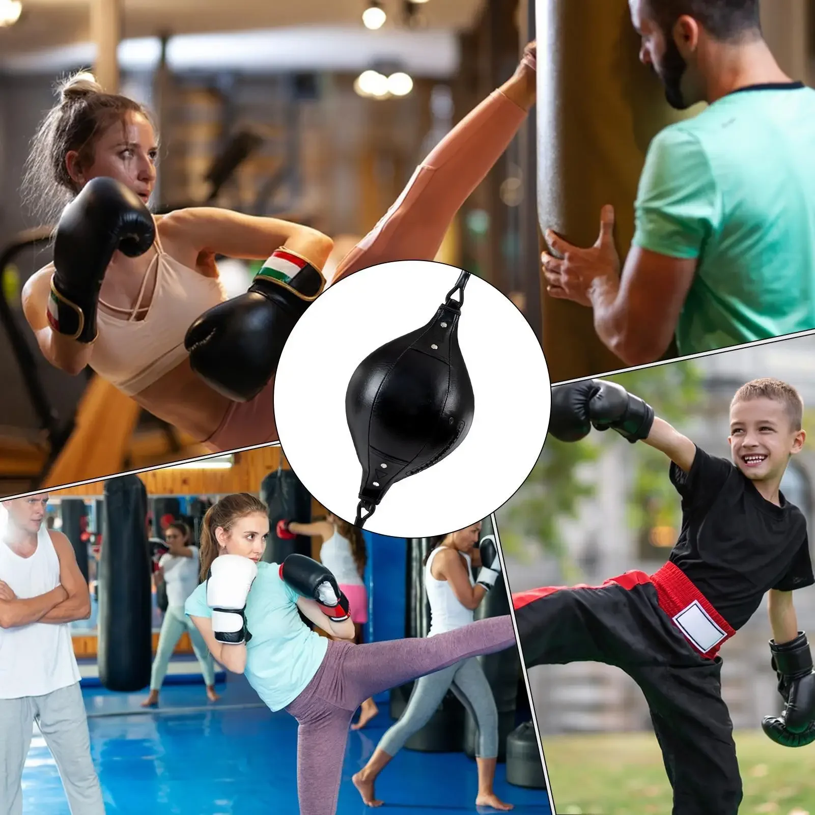 Neuer tragbarer Trainings-Boxball mit doppeltem Ende, flexibles PU-Leder, Fitness- und Koordinationstrainingsgerät für den Rumpf – Detail 4