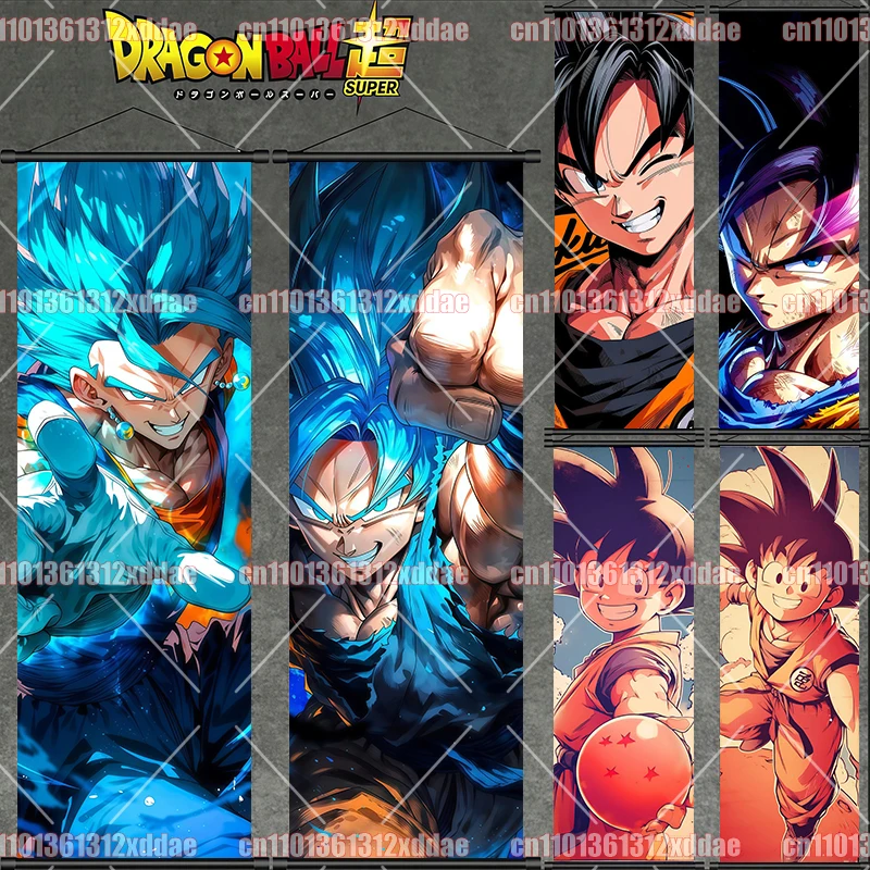 Póster Retro HD de Dragon Ball con Pintura en Rollo, Goku, Vegeta, Chichi, Krillin, Piccolo, Gohan, Trunks, Decoración de Pared, Regalo