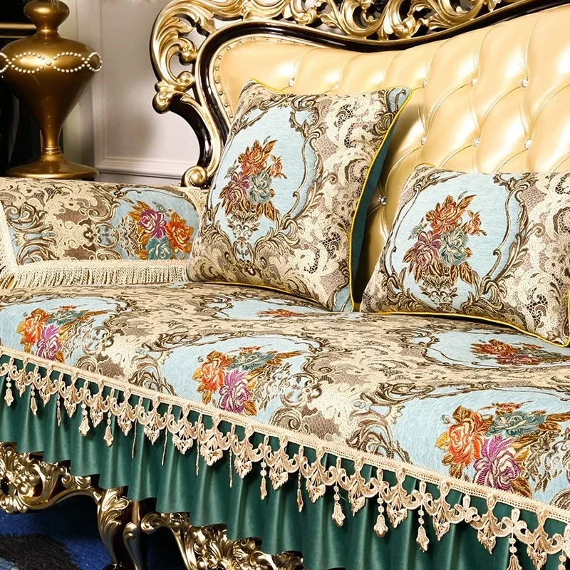 Exhibition Hall and Clubhouse Decoration Cover Cloth Lotus Leaf Lace Sofa Cushion Isolate Dust Scratch Resistant Protective Mats