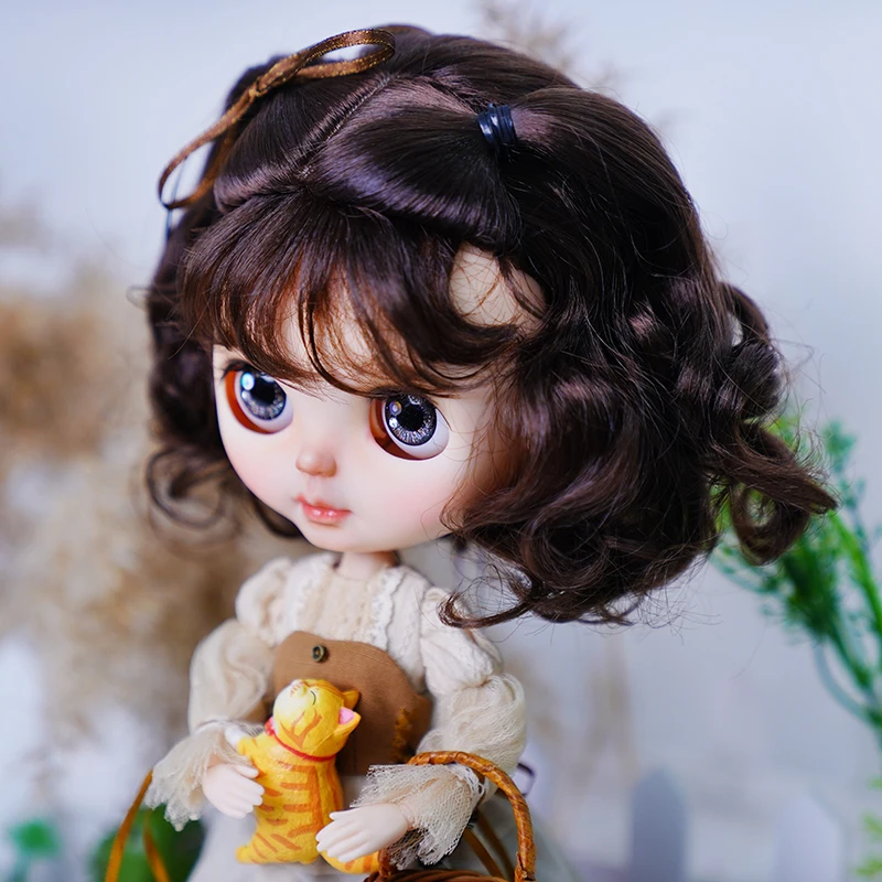 Small cloth wig milk silk small cloth blyth wig super soft silk double ponytail wool curly hair (three colors)