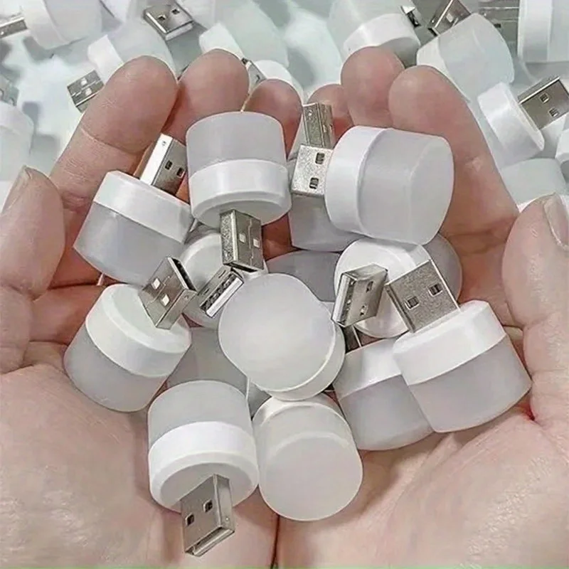 10pcs Mini USB LED Night Lights - Warm White, Eye-Care Reading Light for Books & Mobile Charging RV Interior Lighting