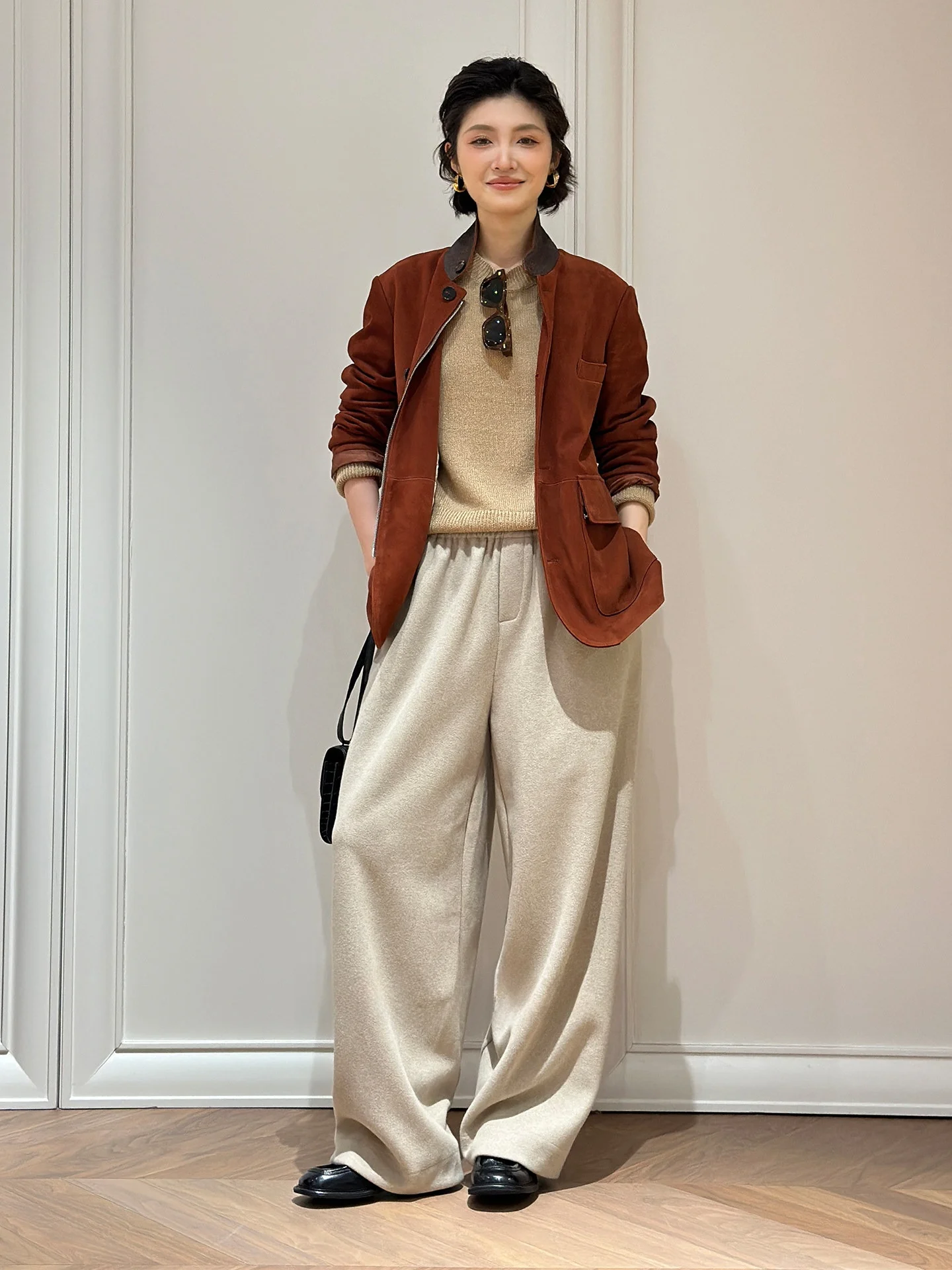 

Loose Wool Wide Leg Pants Pear ape Body Casual Sle Elastic Waisand Daily Wear Warmth Functionali Free Spirit Feel