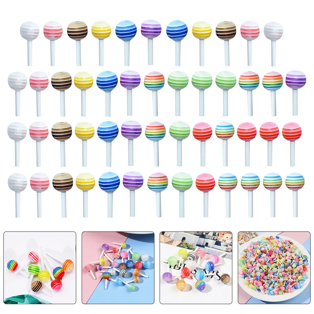 

50pcs Plastic Colorful Lollipops For Dollhouse Kitchen Decor Simulated Lollipop Children Playthings Miniature