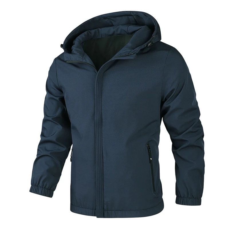 

Men's Waterproof Hooded Jacket - Windproof, Multi-Zipper Pockets & Breathable, Versatile for Camping, Travel & Daily Casual
