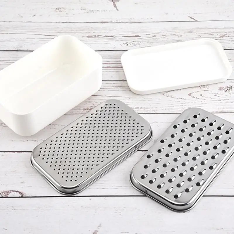 F19B Stainless Steel Double Sided Cheese Grater Portable 2 in1 Fruit Vegetable Chopper Onion Choppers Enduring