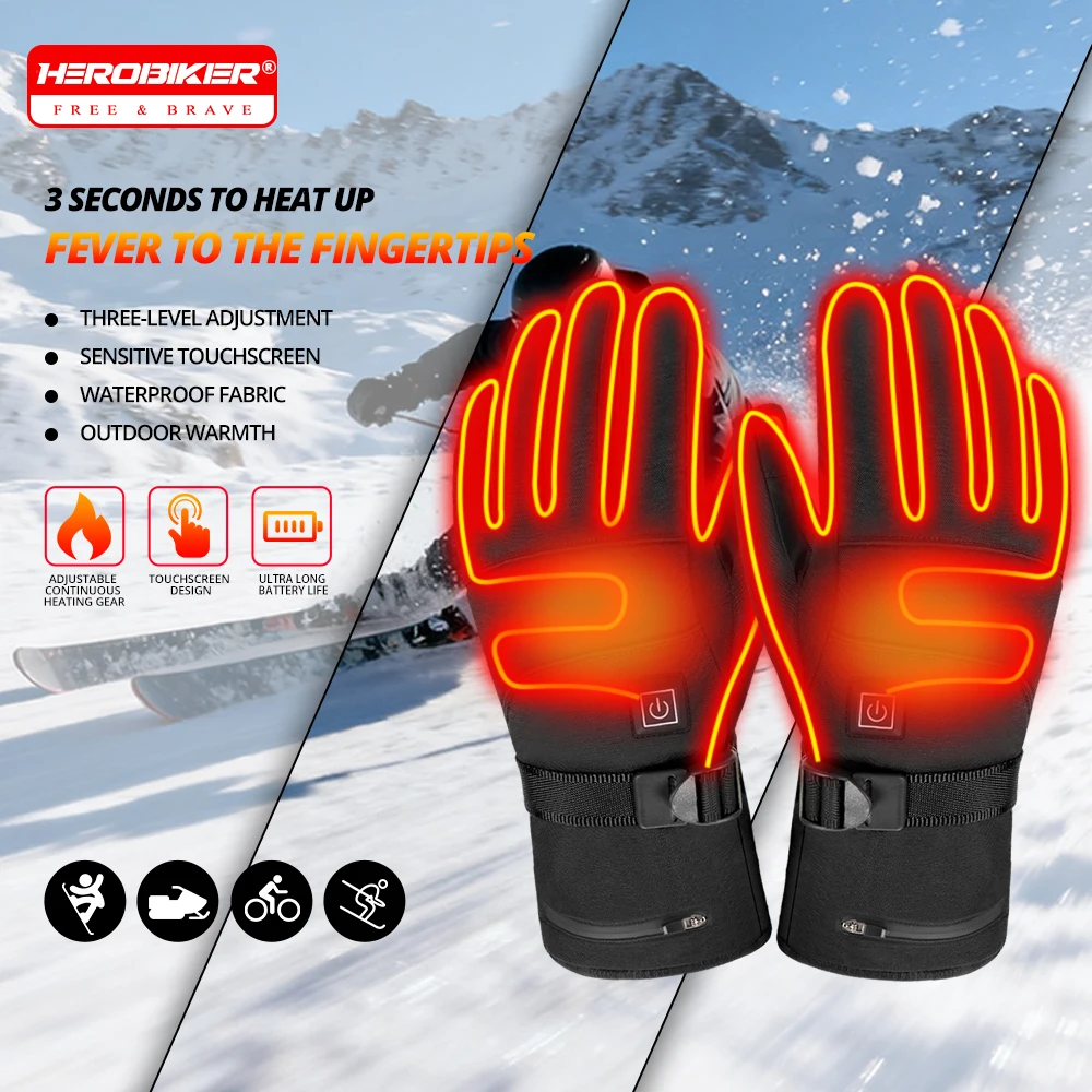 

HEROBIKER зимние перчатки с подогревом для мужчин и женщин, термомотоперчатки для езды на снегоходе, теплые офисные перчатки, мягкие