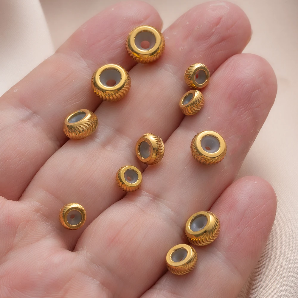 5pcs Stoppers Charm for Bracelets Stainless Steel Spacer Beads with Insert Rubber Locating Rings for DIY Necklace Jewelry Making