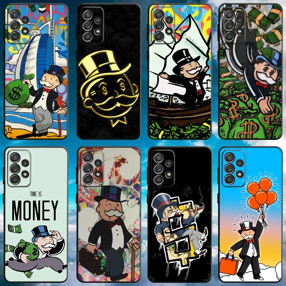 Cartoon D-Dollar M-Monopolys Phone Case For Samsung S21,S22 Ultra,S20,S30 plus,S22 plus,S23,S30 ultra 5G Soft Black Cover