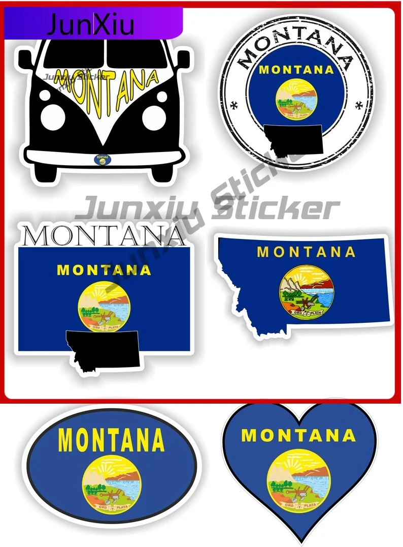 

Montana Flag United States Vinyl Stickers Travel Vacation Decals Exterior Accessories Scratch Cover Sticker Auto Rv Stickers Pvc