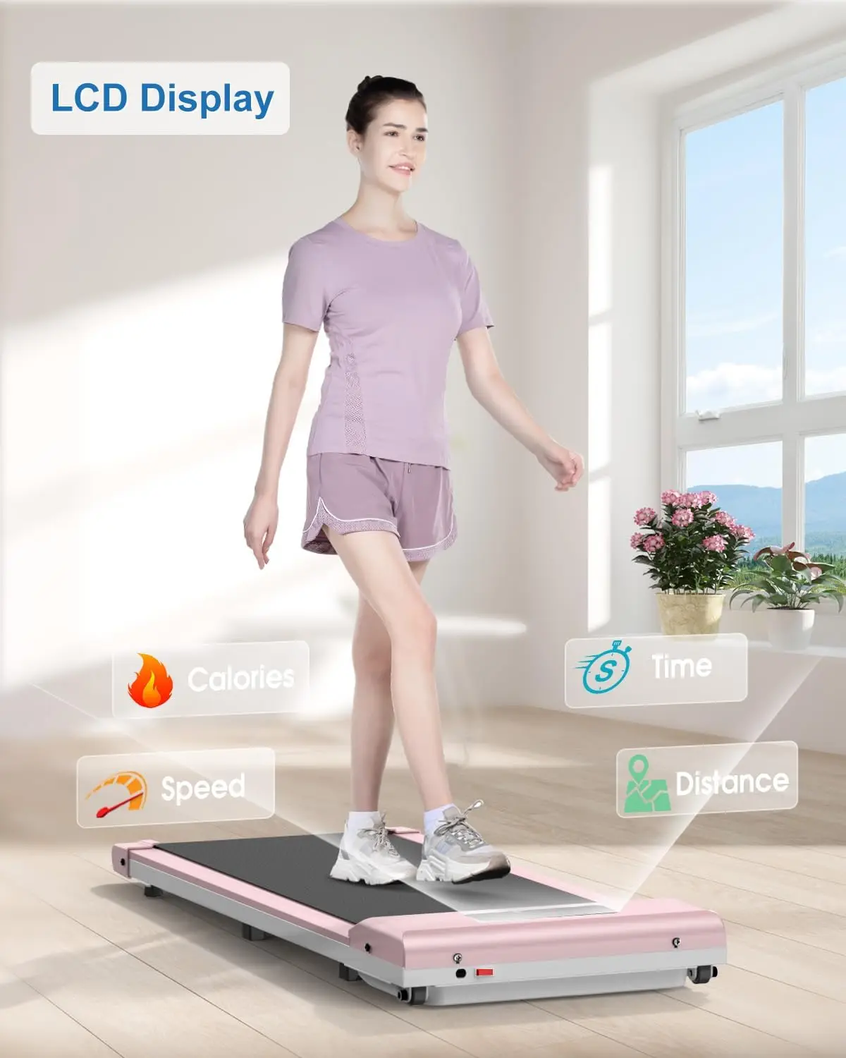 3 in 1 Walking Pad Treadmill, 2.5HP แบบพกพาใต้โต๊ะลู่วิ่งสําหรับโฮมออฟฟิศ, ความจุ 300Lb, ไม่ต้องประกอบ, รีโมท