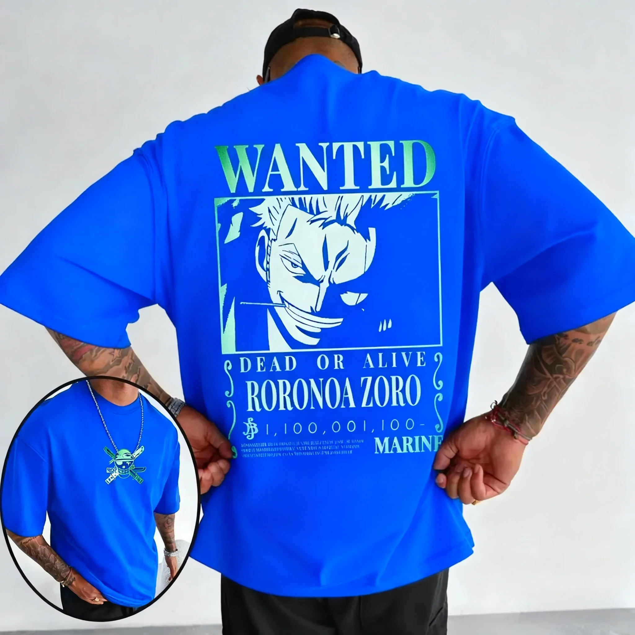 قطعة واحدة أنيمي رورونوا زورو الصورة الرمزية المشتركة القطن تي شيرت 2026 الرجال والنساء الصيف Harajuku عادية فضفاض Y2K الوالدين والطفل #3