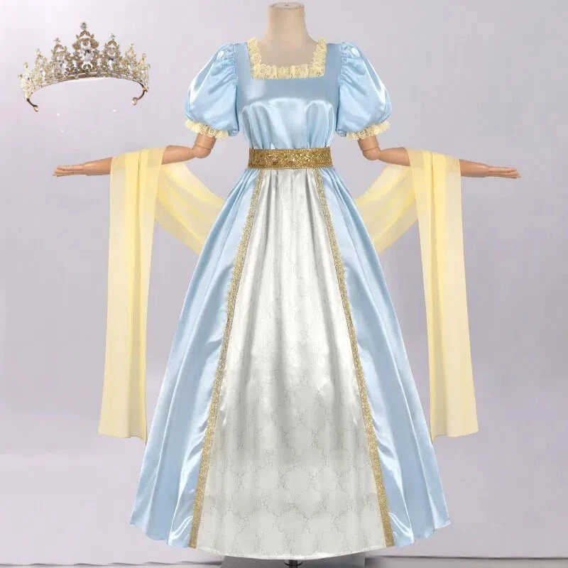 Costumes médiévaux, robe de princesse rétro à manches bouffantes, tenue de soirée de style européen, robes longues victoriennes pour femmes