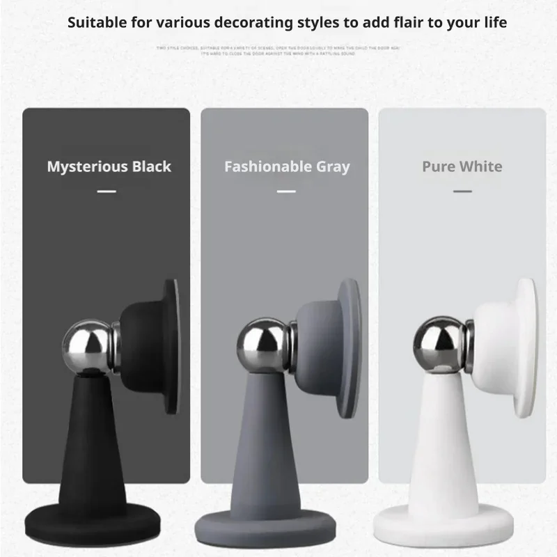 Premium Silicone Magnetic Door Stop, Drill-Free Anti-Collision Floor Mount, Non-Marking Easy Install for Home Bathroom Bedroom