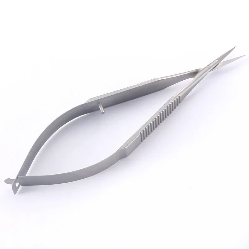 Cutícula reta tesoura primavera ação scissor linha de corte de aço inoxidável tesoura sobrancelha aparar microscissor 12cm