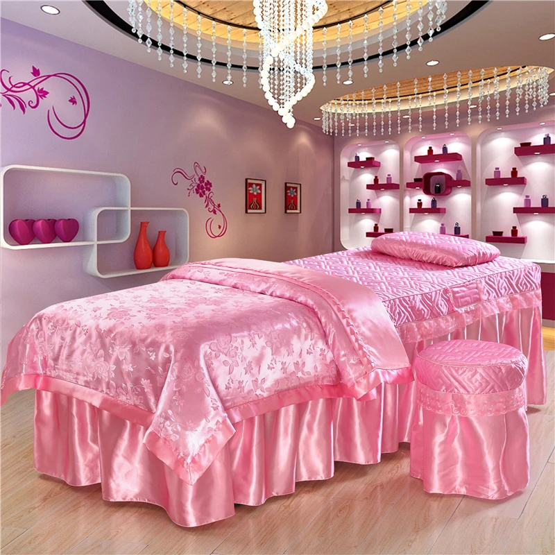 

Lace 4pcs/set Beauty Salon Bedding Sets Bed Cover Tuina Spa Massage Bedcover Stoolcover Pillowcase Duvet Cover Beddings