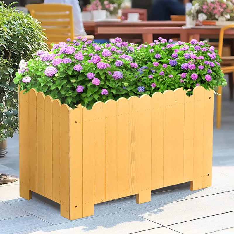 

Outdoor flower box Outdoor preservative wood courtyard flower pot rectangular white planting box Balcony Durable furniture