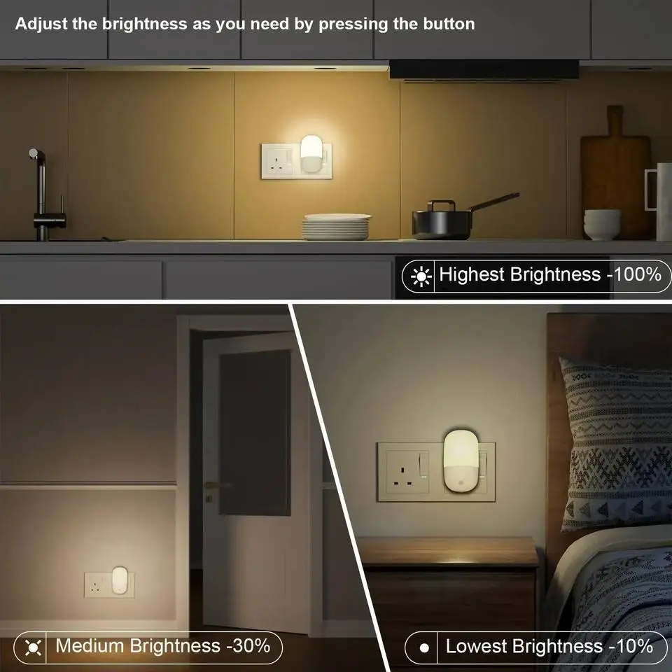 Plug in Night Light, Warm White LED Nightlights with Smart Dusk to Dawn Sensor for Kids, Nursery, Ideal for Bedroom, Bathroom