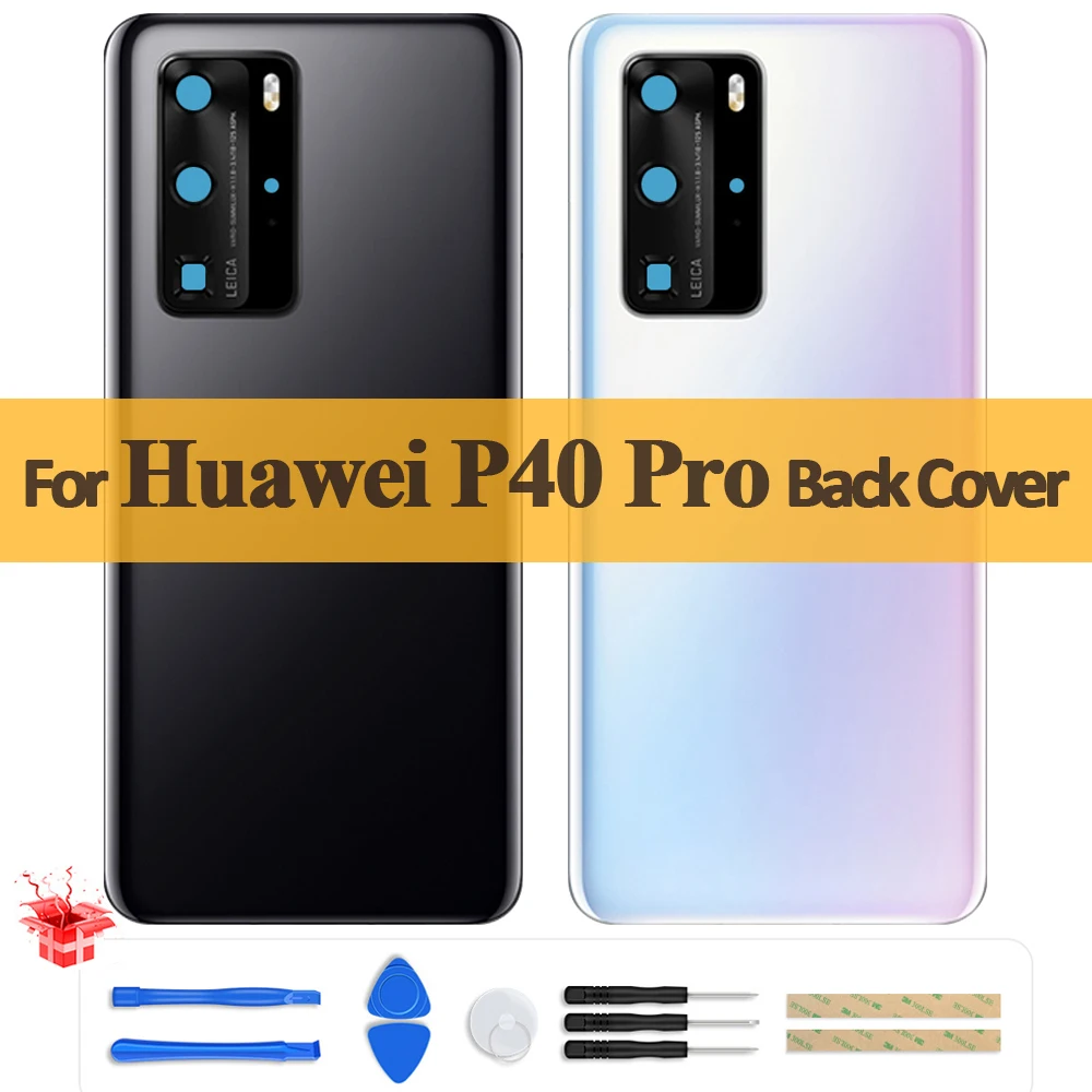 AAA+ Back Battery Cover For Huawei P40 Pro Back Cover ELS-NX9 N04 AN00 Rear Door Housing Case With Camera Lens Replacement Parts