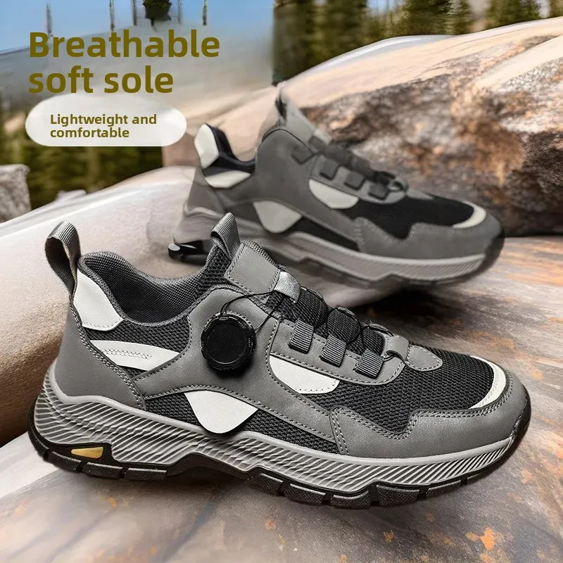 

New Rotation Buckle Outdoor Mountain Climbing Shoes Lightweight Breathable Soft Bottom Casual Single Shoes Fashion Mesh Sports M