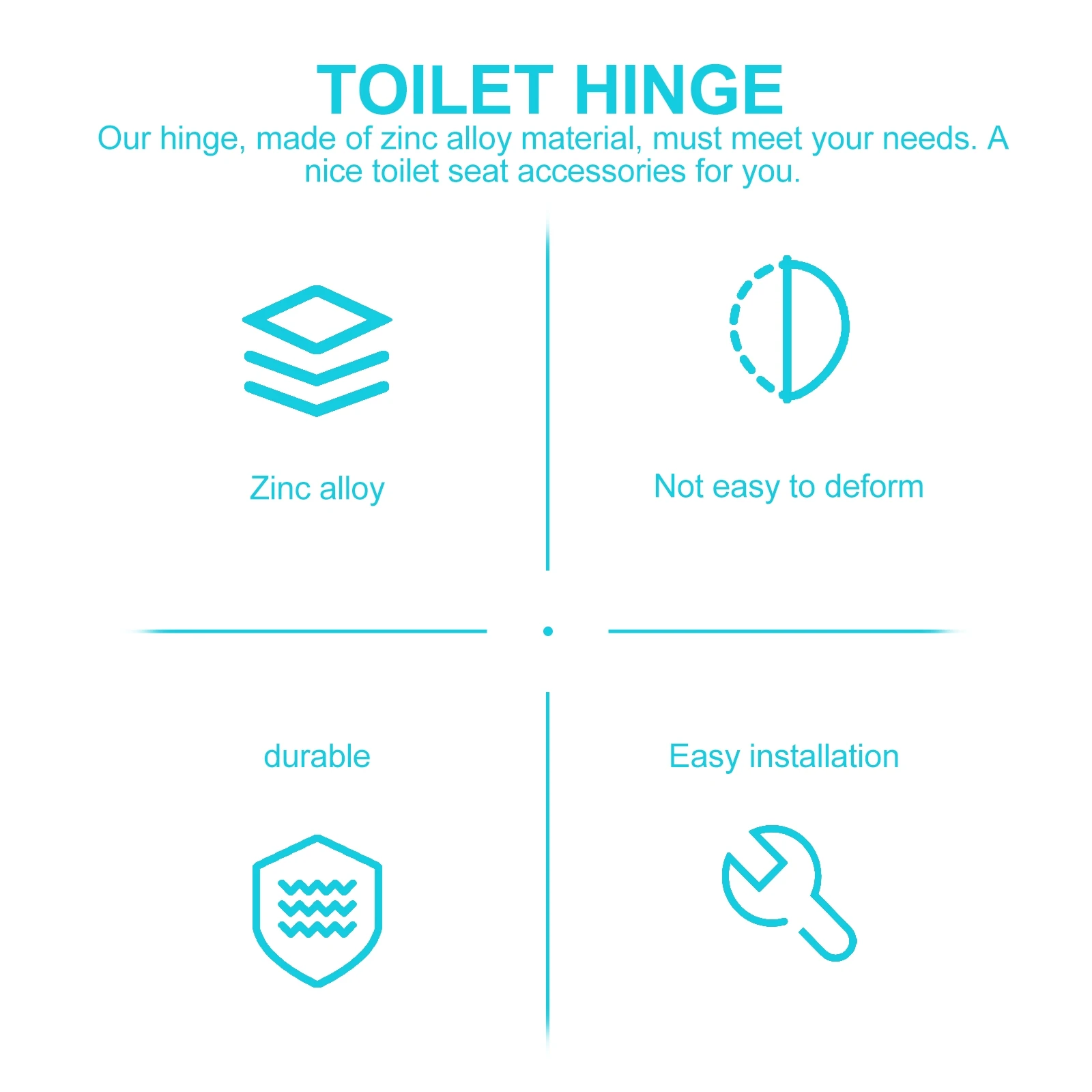

1 Set Toilet Seat Hinge Replacement Zinc Alloy Fitting Tool For Wood Metal Plastic Lid Quick Install Toilet Hinges