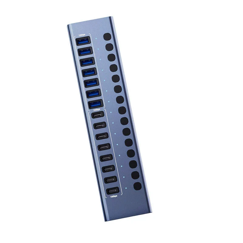 16 Port USB Hub 10Gbps Individual Switch Charging Data Transfer for PC Laptop Workstation Multi Device Expansion