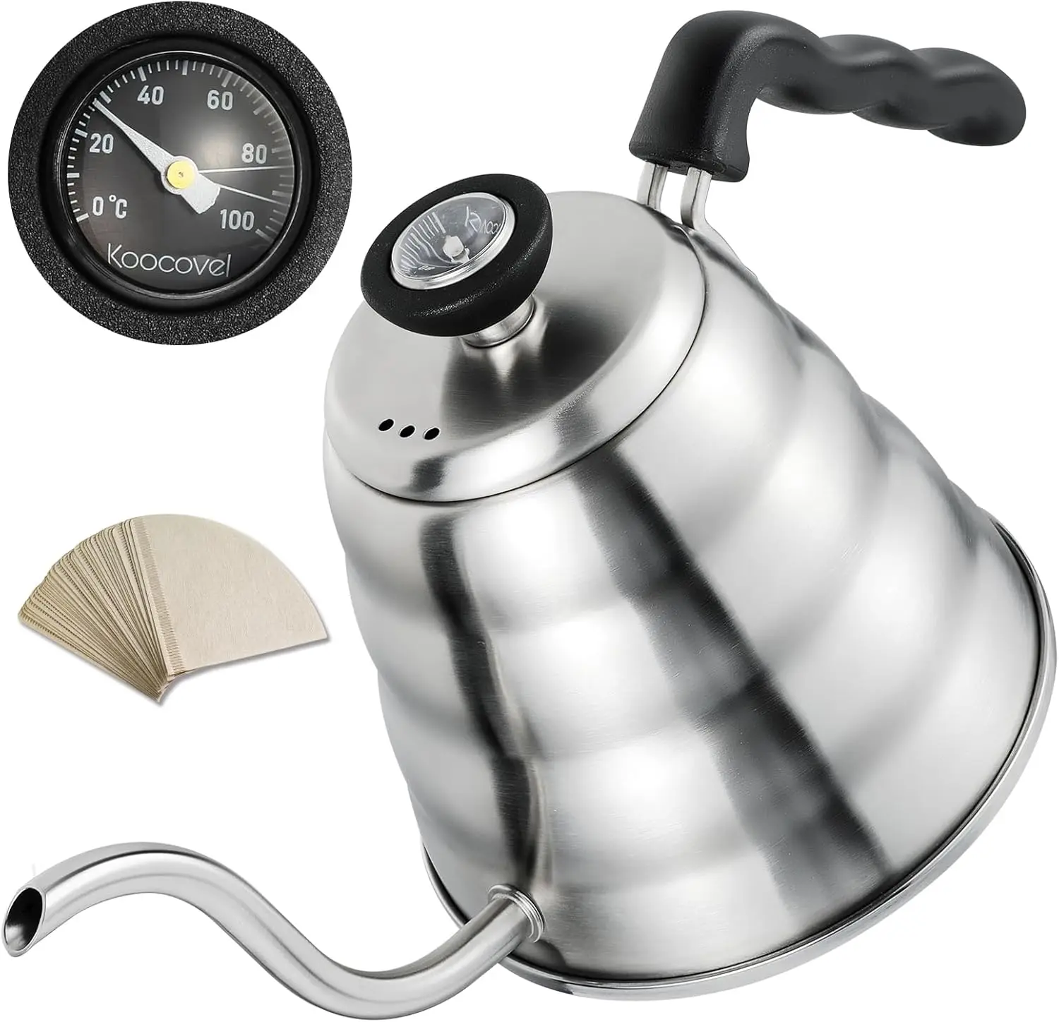 

Чайник из нержавеющей стали с термометром, объемом 1,2 л, для заваривания кофе и чая методом пуровер