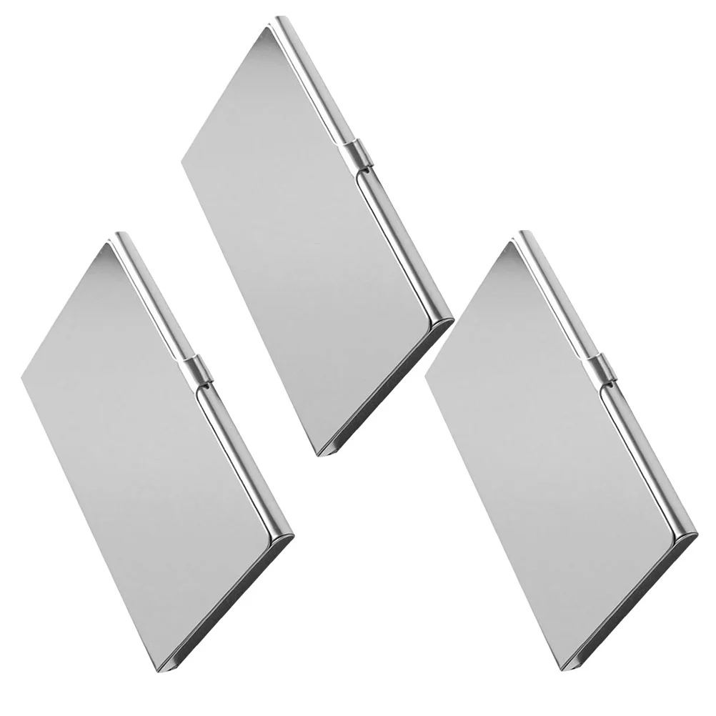 3 قطعة حامل الأعمال الفولاذ المقاوم للصدأ سليم حافظة اسم معدنية للرجال النساء المحمولة بطاقة الائتمان الناقل المحفظة المنظم خمر