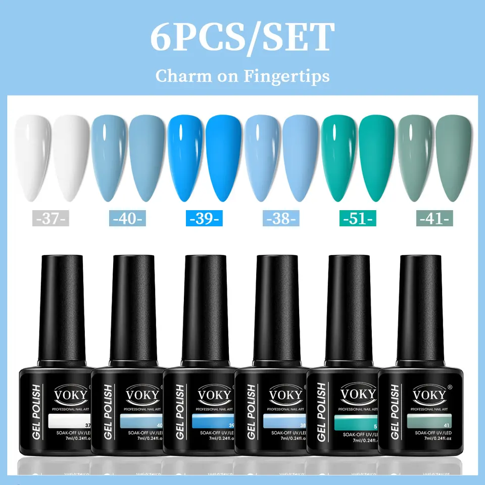 VOKY set de 6 piezas de gel para uñas, gel de moda de temporada, regalo perfecto para damas en festivales 6