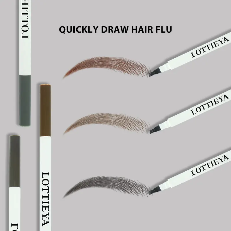 LOTTIEYA 4 Fork Tattoo Liquid Eyebrow Pen Waterproof Quick Drying Long Lasting Wild Brow Pencil Eyebrow Stencil Makeup Cosmetics