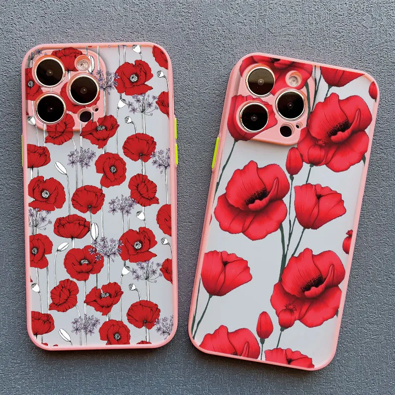 Voor Iphone 16 15 Pro Max Poppy Bloem Bloeien Telefoonhoesje Voor Iphone 14 13 11 12 Pro Max Mini Plus Xs Xr X Se 2020 Telefoonhoes Cool