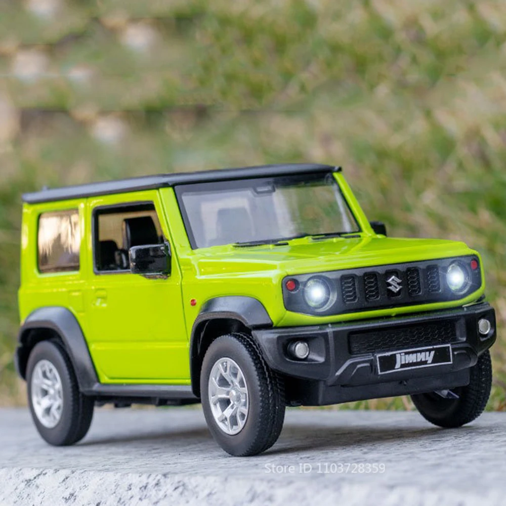 1:26 Modellspielzeug Suzuki Jimny 2018 Autos Legierung Druckguss Ornament Geländewagen Sound Licht Türen geöffnet Zurückziehen für Jungen Geschenke