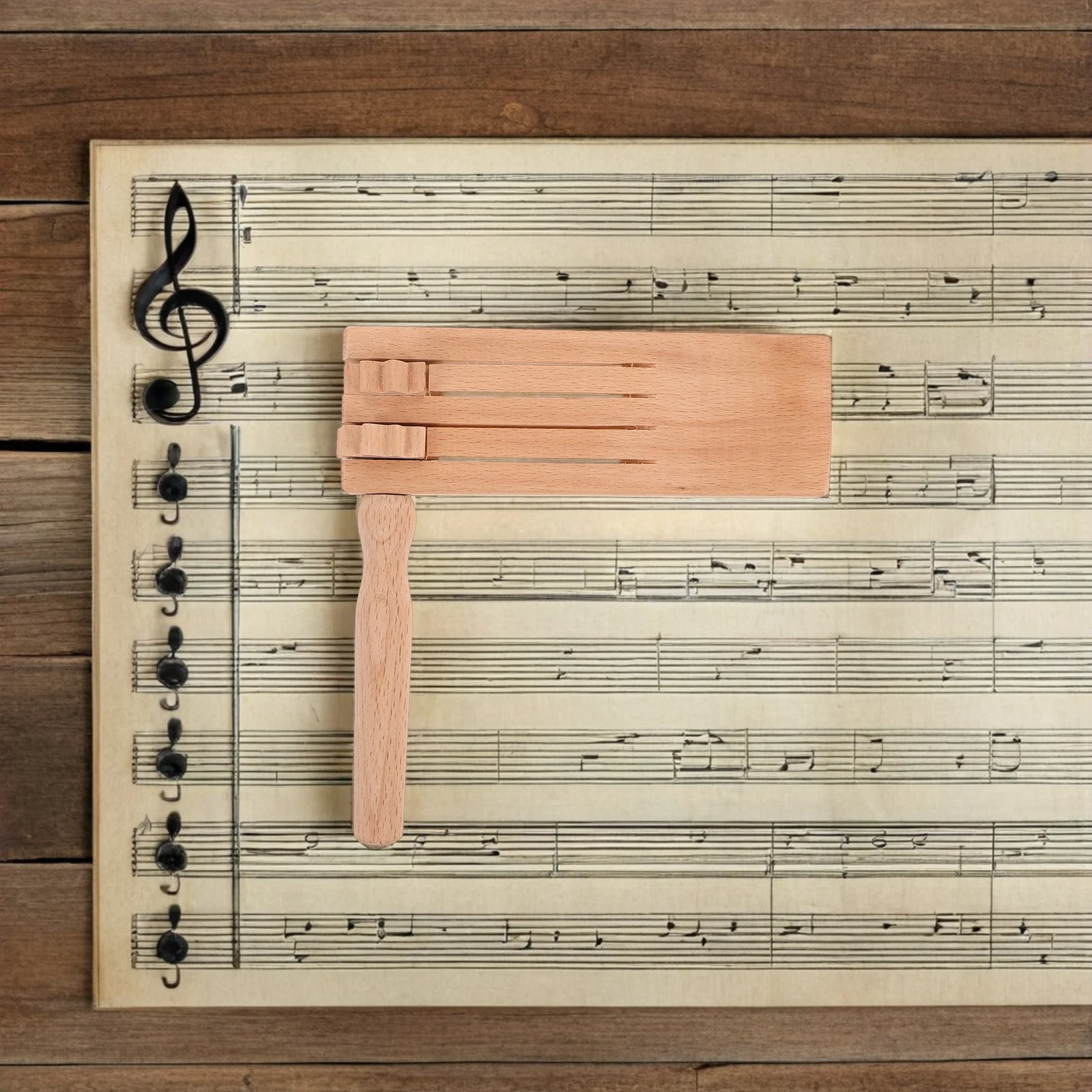 

2pcs Orff Instrument Wooden Spinning Ratchet For Kids Natural Wood Material Double-Row Design Sound Variety Music Education Tool