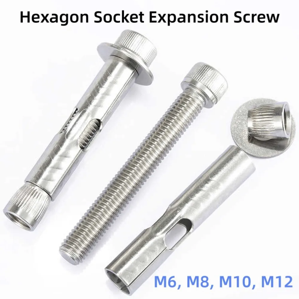 1Pc M6-M12 304 SS Hex Socket Expansion Anchor Bolt Built-in Tension Sleeve Allen Head Concrete Wall Fixing Expansion Screw