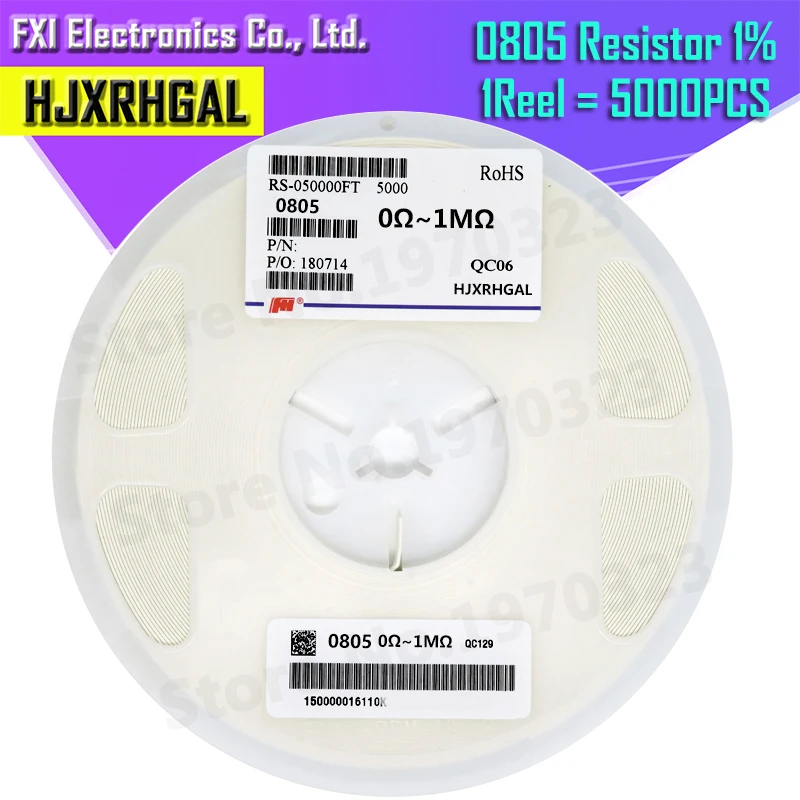 5000 SZTUK 0805 Rezystor SMD Dokładność 1% 0 ohm ~ 10M ohm 1K 2.2K 10K 100K 0 1 10 100 150 220 330 ohm 1R 10R 100R 150R 220R 330R