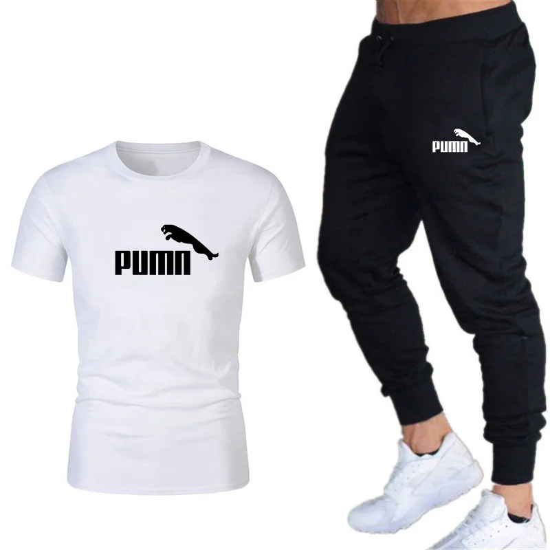 Ensemble 2 pièces t-shirt et pantalon pour hommes, survêtement décontracté, fitness, jogging, manches courtes, grande taille, été, nouveau, vente chaude, 2024