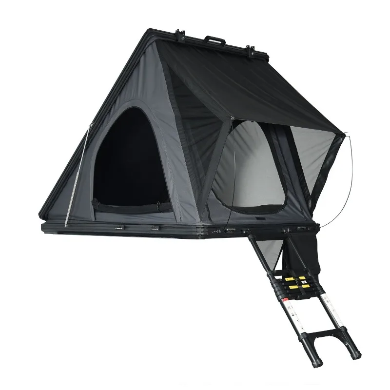 Hard Shell Aluminum Rooftop Tent with Foldable Design, Extension Ladder and Thick Mattress for SUV Outdoor Camping