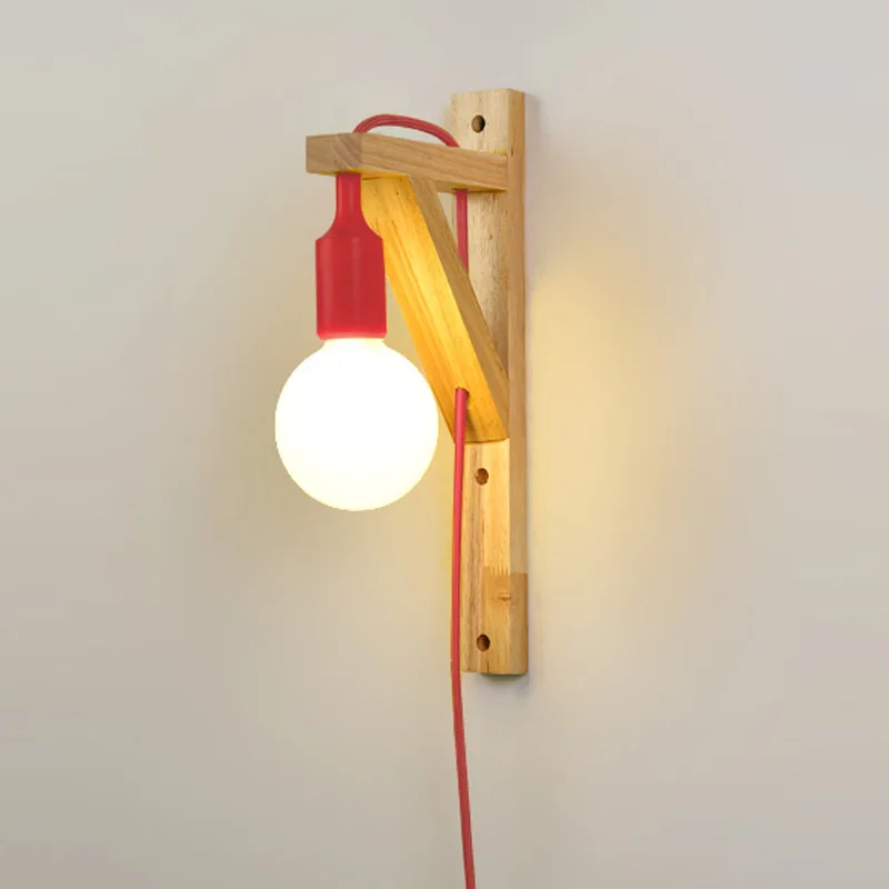 Japan Style Bedroom Lamp Modern Solid Wood Led Wall Lights for Home Living Room Bedside Porch Corridor Sconce Luminaria