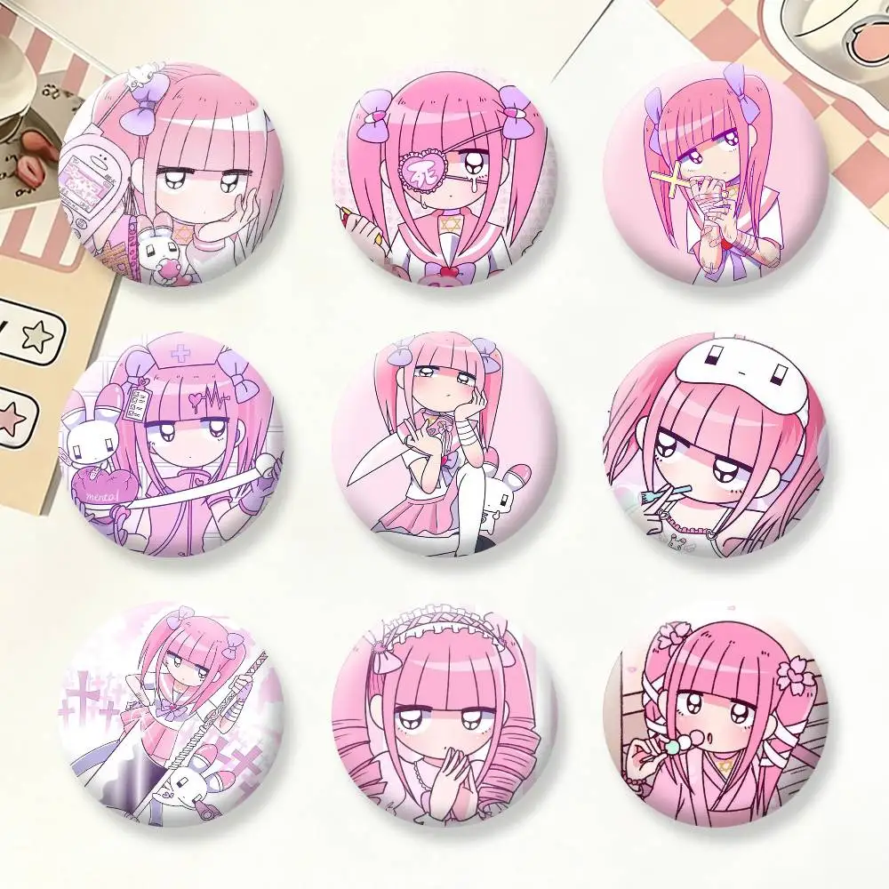 

Cute M-Menhera C-Chan Girl Badges Creative Tinplate Button PinsBrooch Badge Clothes Backpack