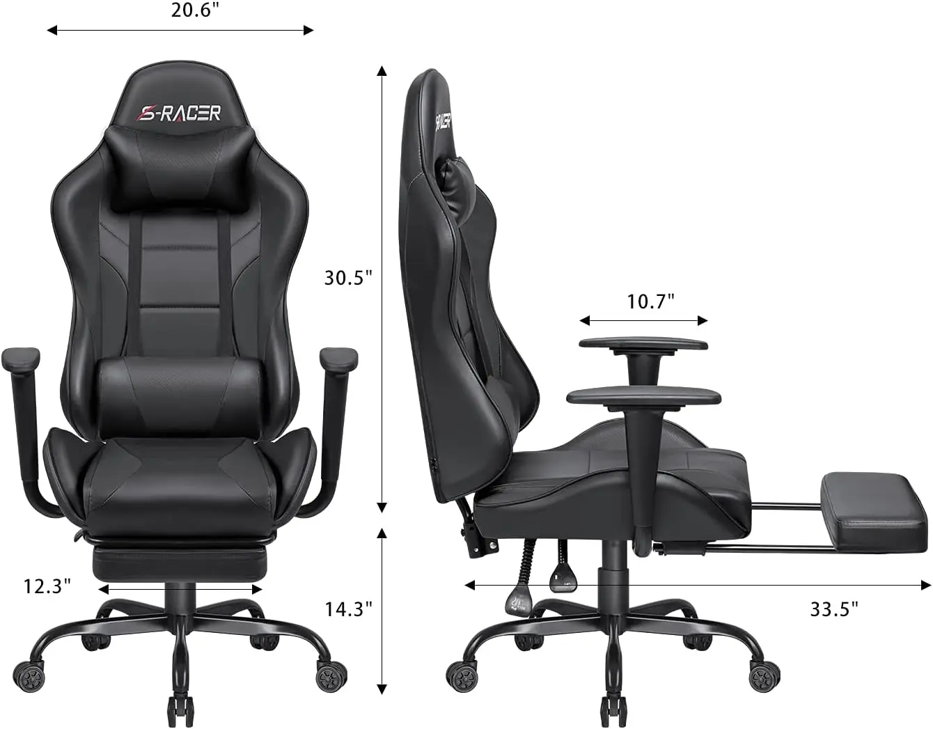 Homall Gaming Massage Computer Office Ergonomic Desk Chair with Footrest Racing Executive Swivel Chair Adjustable Rolling Task