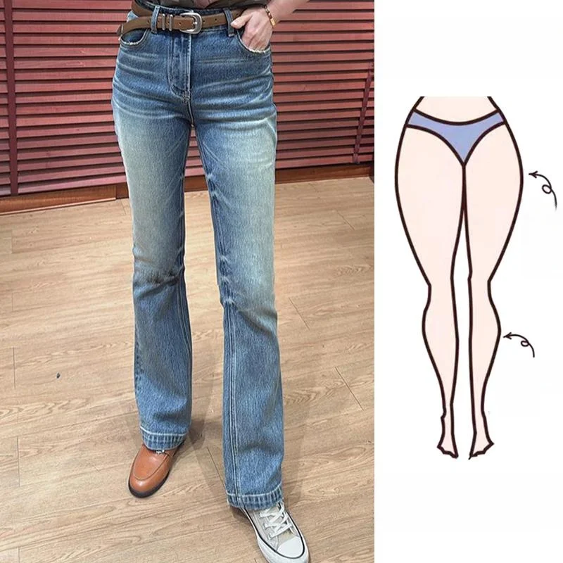 

Весна 2024, удобные повседневные женские джинсы-колокольчики больших размеров, длинные брюки с высокой талией, утягивающий эффект, легкий эластичный джинсовый дем