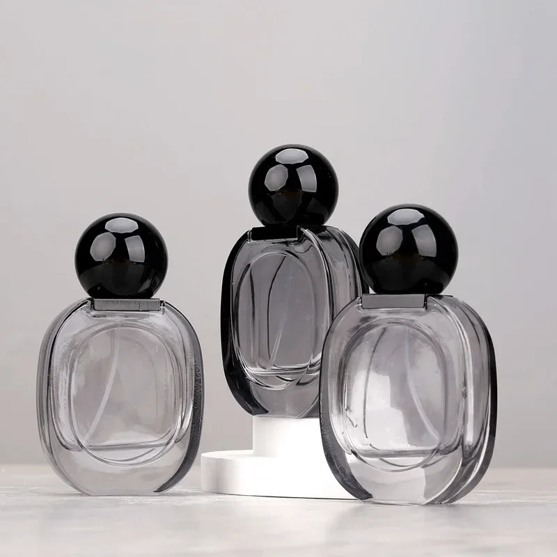 1Pcs Glass Perfume Bottle Ball Shape Lid Portable Atomizer Cosmetic Refillable Vials 30ml Clear Black Empty Spray Mist Bottles